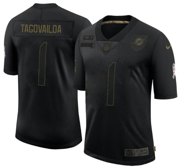 Men's Miami Dolphins #1 Tua Tagovailoa 2020 NFL Black Salute To Service Limited Stitched Jersey Men's Miami Dolphins #1 Tua Tagovailoa 2020 NFL Black Salute To Service Limited Stitched Jersey